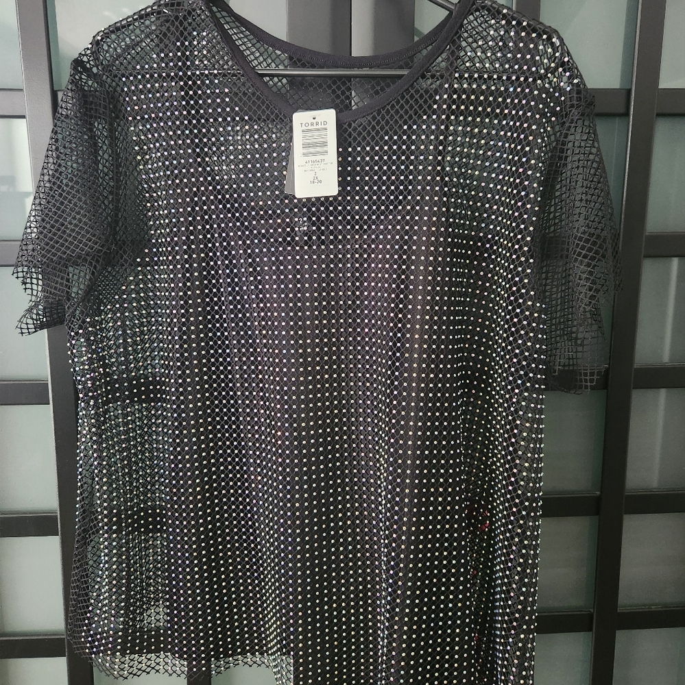 Bedazzled Mesh Boxy Crop Top
